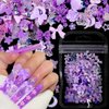 100pcs Purple Flower Bow Nail Charms Resin Nail Bows Nail Flowers 3D Nail Art Charms Cute Heart Moon Camellia Nail Charm Bear Butterfly Charms for Nails Design Bows for Nails Charms Nail Accessories