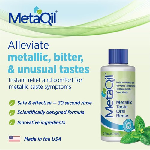 MetaQil Oral Rinse, Proven to Relieve Metallic, Bitter and Other Taste Disorders, Made from Natural Ingredients, Cools and Freshens Breath, Travel-Friendly Bottle, 1 Count