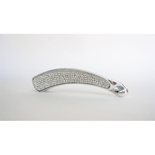 Generic Rounded silver acrylic sparkly banana hair claw clip with rhinestones