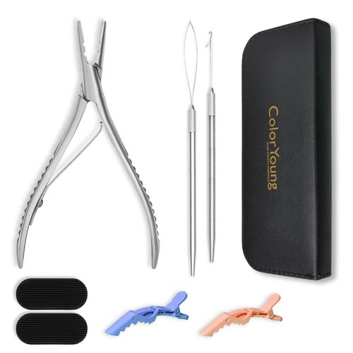 Hair Extensions Pliers 2-Hole Hair Pliers Hair Extension Tool kit for Micro Ring Hair Extensions Opener and Removal