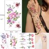 25 Sheets Small Temporary Tattoos, Flowers Ocean Animals Jellyfish Whale Hands Face Tattoo Sticker for Men Women, Leaves Body Art on Arm Neck Shoulder Clavicle Waterproof