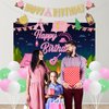 Girl Camping Party Decorations - Pink Camping Party Decorations with Happy Birthday Camping Backdrop, Cake Topper, Banner Garland, Cupcake Topper for Camping Themed Birthday Party Supplies