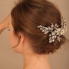 BERYUAN Bridal White Flower Green Crystal Rhinestone Hair Comb for Bride Bridesmaid Sliding side Headpieces Wedding Hair Accessories for Women and Girls (Green)