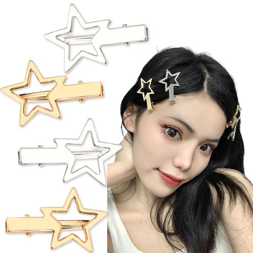 Duck Billed Hair Clips Star Hair Barrettes for Women Girls Punk Hair Clip for Teen Girls Star-Shaped Hair Pieces for Long Short Hair Accessories for Teen Girls 4 Pcs