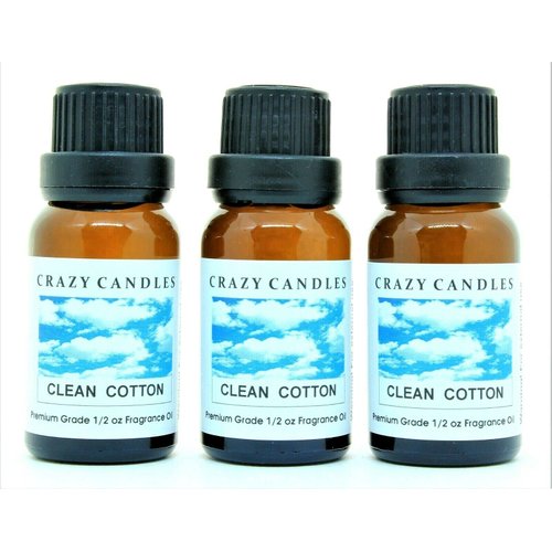 Crazy Candles Clean Cotton 3 Bottles 1/2 FL Oz Each (15ml) Premium Grade Scented Fragrance Oil