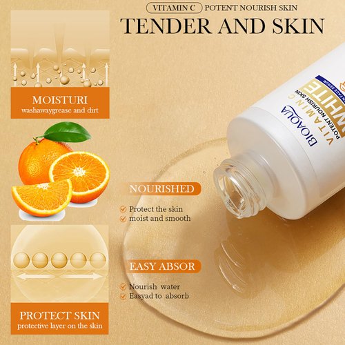 BIOAQUA Vitamin C Potent Nourish Skin Face Toner Orange Extract Moisturizing Hydrating Facial Skin Care 120ml / 4.23fl.oz