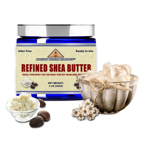 Naturally Refined AFRICAN IVORY WHITE SHEA BUTTER BLOCKS/JAR UNSCENTED Bulk Size for Anti Aging, Dry Skin, DIY Body Butter Recipes Base for Skincare, Babycare and DIY Soap Making Projects. (16 oz.)