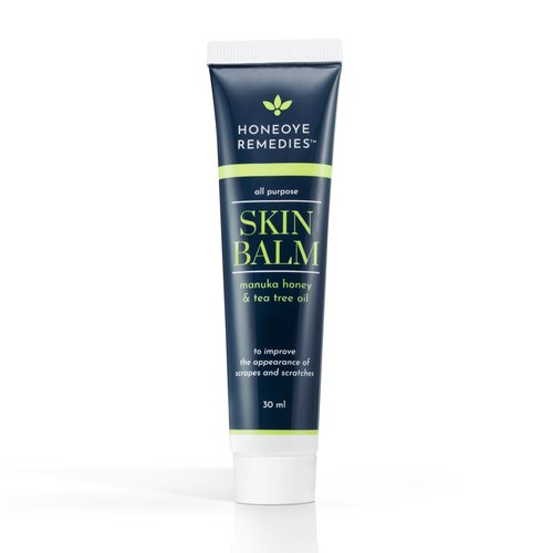 Honeoye Remedies Skin Balm [1 oz / 30 ml] | Manuka Honey [550+ MGO] & Tea Tree Oil Moisturizing Cream for Intensive Repair of Dry Skin, Scrapes, Cuts & More | 100% Natural