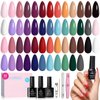 beetles Gel Polish 25 Colors Fall Winter Gel Nail Polish Set Pink Gel Nail Red Nude Brown Purple Burgundy Nail Art with 3Pcs Base Top Coat Urban Rhythm Collection DIY Salon Manicure Gift for Women