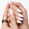 GLAMERMAID Press on Nails Medium Almond, Spring Summer White Ombre French Tip Glue on Gel Nails, 24Pcs Short Stiletto Acrylic False Nails Kit Reusable UV Finish Full Cover Stick on Nail for Women Gift