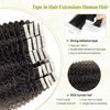 Hair Extensions Tape ins,Kinky Curly Natural Black Hair Extensions Tape ins for Black Women, 20 Pieces Double Sided Tape Hair Brazilian Curly Extensions Skin Weft Hair Tape in Extensions 22 Inch 50G