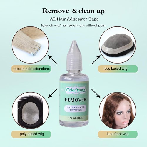 ColorYoung Tape in Extension Remover Wig Tape Remover Fast Acting Hair Extensions Remover for Lace Wig Tape in Hair Extension Toupee Hair Systems