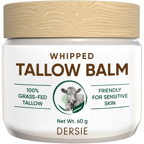 Beef Tallow Balm for Skin Organic: 100% Grass-Fed Whipped Tallow Balm for Deep Hydration, Skin Barrier Repair, Soothing - Tallow Moisturizer for Face & Body for Women, Men & Kids (Cream-Like Texture)
