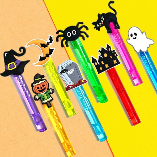 uoyoi Halloween Party Favors,24Pcs Halloween Bubble Wands for Kids,Cute Bubble Wand for Halloween Party Supplies,Classroom Prizes Pinata Goodie Bag Stuffers Gift