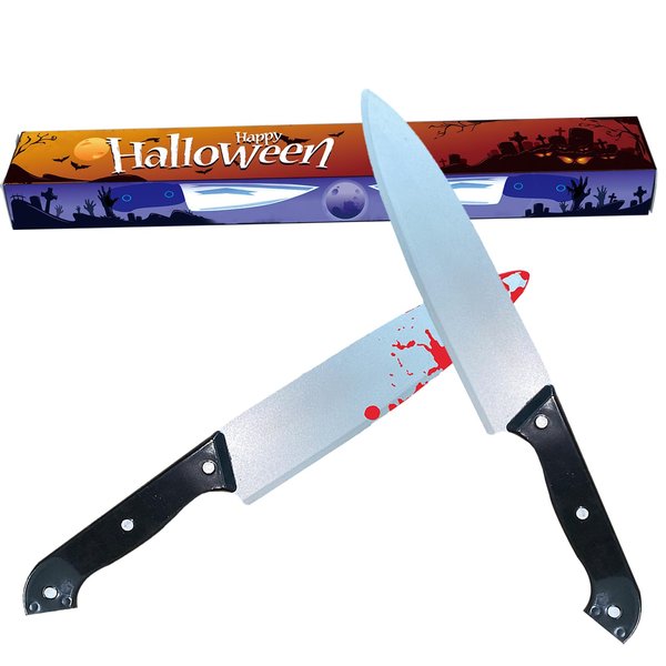 Nlcoek 2024 New Halloween Fake Knife Prop 2pcs Classic Fake Knife Plastic Halloween Prop Knife Fake Butcher Knife Halloween Classic Horror Props