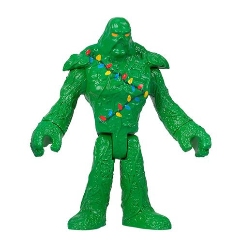 Fisher-Price Replacement Part Imaginext Playset Inspired by DC Superfriends Holiday Theme HML59 ~ Replacement Poseable Swamp Thing Monster Figure, Green with Christmas Holiday Lights Around Chest