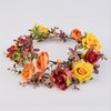 DreamLily Boho Wedding Floral Crown Woodland Fairy Crown Flower Girl rose Crown Hair Wreath with Tail DFS28 (orange)