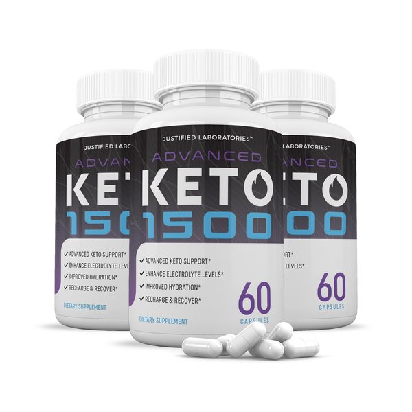 (3 Pack) Advanced Keto 1500 Keto Pills 1275MG New & Improved Formula Contains Apple Cider Vinegar Extra Virgin Olive Oil Powder Green Tea Leaf 180 Capsules