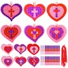 Baderke 30 Sets Valentine's Day Crafts for Kids Religious Valentine Glitter Mosaic Craft Kit Mosaic Heart Craft Make Your Own Valentines Gift for Valentine Sunday School Party Favor Game Activities