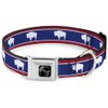 Dog Collar Seatbelt Buckle Wyoming Flags Bison Silhouette 11 to 17 Inches 1.0 Inch Wide