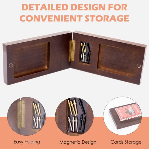 JstFrU Wooden Cribbage Board Game Set,Solid Wood 3 Track Cribbage Board,Magnetic Storage for 9 Metal Pegs,Deck of Playing Cards,Fun Table Game,Game Night, Travel (Instruction Included)