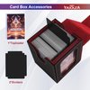 YAXAZA MTG Deck Box with Commander Display Window, Card Deck Box Fits 100+ Double Sleeved Cards, TCG Strong Magnetic PU Leather Box with 2 Dividers and 1 Toploader (Black & Red)
