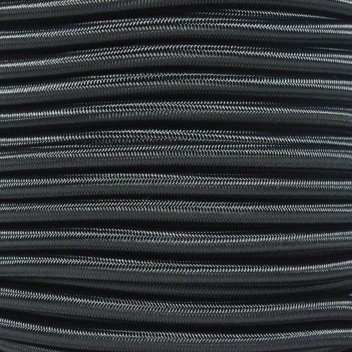 Paracord Planet | 1/4 Inch Elastic Shock Bungee Cord Nylon Crafting Stretch String Rope | Made in The USA | Black, 50 Feet