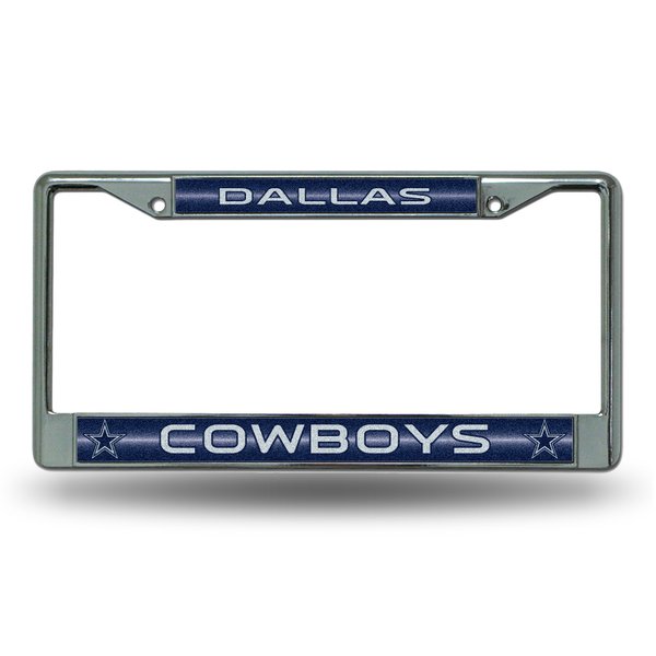 Rico Industries Dallas Cowboys Bling Chrome License Plate Frame with Glitter Accent 6 x 12.25-inches