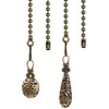 Hyamass 2Pcs 12inch Vintage Hollow Out Charm Pendant Ceiling Fan Danglers Fan Pulls Chain Extender with Ball Chain Connector（Bronze）