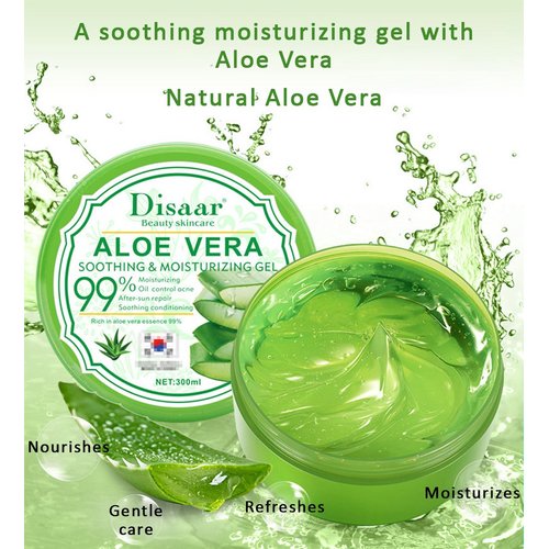 DISAAR Beauty Aloe Vera Anti-Acne Gel Cream Mass Sleep-Free Wash Moisturizing Oil 300ml