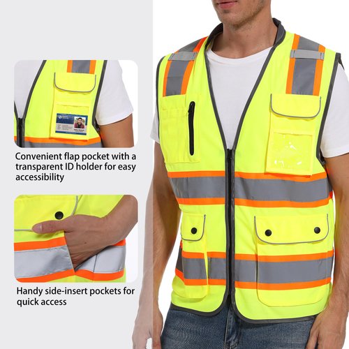 ArcRidge Reflective Safety Vest for Men and Women - Class 2 High Visibility Construction Vest - Dual Tone Reflective Strips