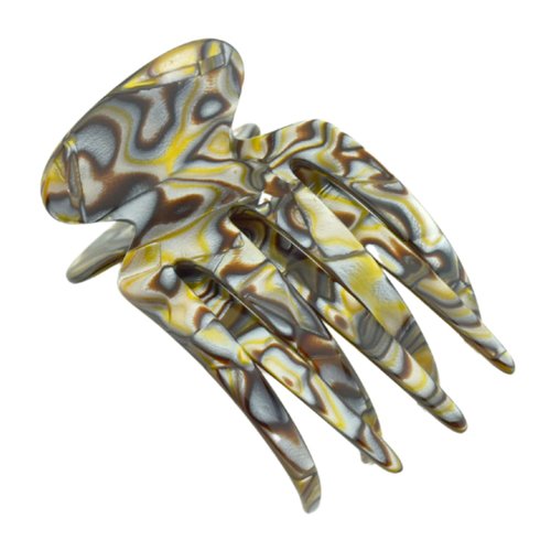 French Amie Silver Onyx Gray Paw 2 3/4" Cellulose Handmade French Hair Clips for Women Hair Side Clips Girls Hair Claw Clips Yoga Jaw Fashion Durable Styling Hair Accessories for Women Brill Beak Alligator Strong Hold No Slip Grip, Made in France (Onyx)