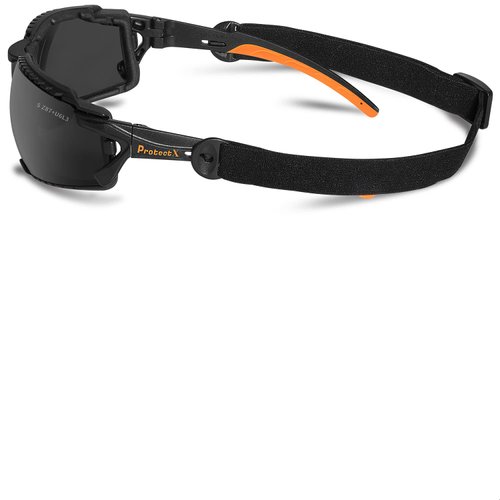ProtectX Safety Glasses Foam Lens Wrap w Strap, Scratch Resistant Anti Fog Polycarbonate Lenses ANSI Z87.1 Rated with UV Protection