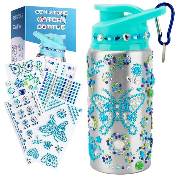 Kids Christmas Gifts, Christmas Stocking Stuffers Gift for Girls, 5 6 7 8 9 10 Year Old Girl Birthday Gift, Decorate Your Own Water Bottle with Stickers for Kids, Arts and Crafts for Kids Ages 8-12