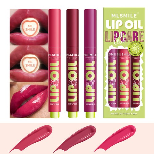hadutrek 3 PCS Click Lip Gloss Pen For Women Plumping Lip Stain Color Changing Waterproof Long Lasting Jelly Tinted Lip Balm Hydrating Lip Oil For Dry Lips