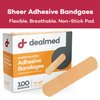 Dealmed Sheer Plastic Flexible Adhesive Bandages – 100 Count (1 Pack) Bandages with Non-Stick Pad, Latex Free, Wound Care for First Aid Kit, 3" x 3/4"