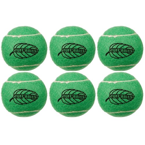 PetSport Jr. Mint Tuff Ball Dog Toys | 6 Pack Junior (1.8") Pet Safe Felt & Durable Rubber Tennis Balls | Play Fetch, Chuck or Toss at Dog Park | Natural Spearmint Flavor & Scent