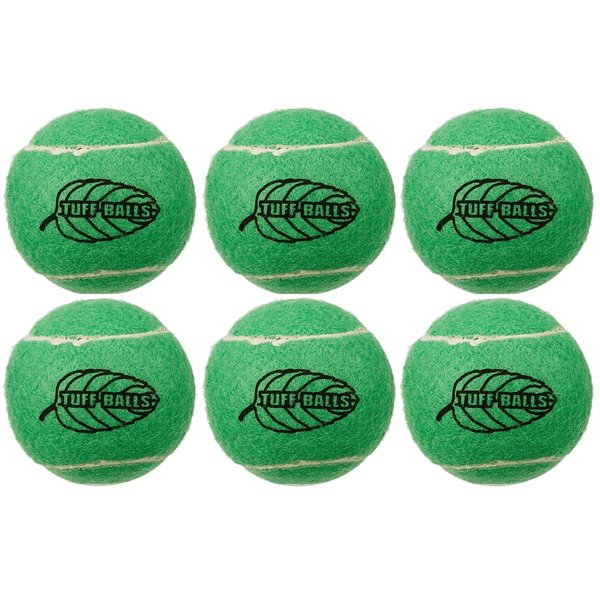 PetSport Jr. Mint Tuff Ball Dog Toys | 6 Pack Junior (1.8") Pet Safe Felt & Durable Rubber Tennis Balls | Play Fetch, Chuck or Toss at Dog Park | Natural Spearmint Flavor & Scent