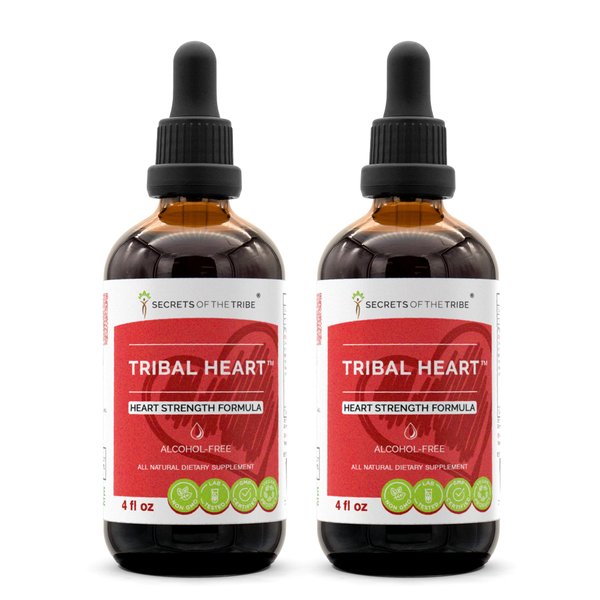 Secrets of the Tribe - Tribal Heart, Heart Strenght Formula, Herbal Supplement Blend Drops Alcohol-Free Liquid Extract (2x4 fl oz)