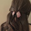 AUOCATTAIL Retro Satin Rose Hair Claw Clip Fashion Nonslip Rose Flower Jaw Clip Women Girls Thick Hair Thin Hair Styling Shark Clip Hair Accessories (3 Pcs)