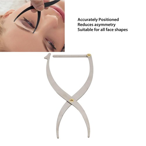 Jauarta Eyebrow Stencil Microblading Ruler Stainless Steel 3 Point Positioning Golden Ratio Symmetrical Measuring Tool Eyebrow Ruler (Silver Color)