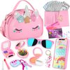 GIFTINBOX Toddler Girls Purse Toys Age 3-5 4-5 6-8, Kids Unicorn Play Purse Toys for Girls, Pretend Makeup Kit, Princess Pretend Play Girl Toys Birthday Gift for 3 4 5 6 7 8 Year Old Girl, Pink