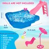 BETTINA Pool Playset - Glam Pool with Slide, Doll Pool Accessories Includes Beach Chair, Beach Umbrella, Dog, Swimming Pool Set for 12 Inch Dolls, Bath Toys for Dolls