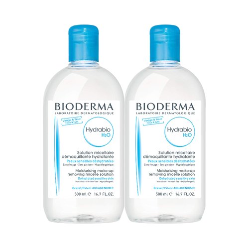 Bioderma Hydrabio DUO H2O Micellar Water Cleansing and Make-Up Removing for Dehydrated Sensitive Skin, 33.4 Fl Oz