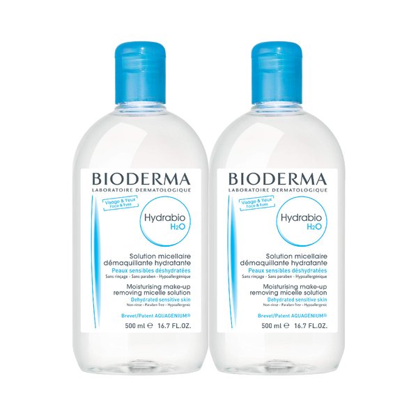 Bioderma Hydrabio DUO H2O Micellar Water Cleansing and Make-Up Removing for Dehydrated Sensitive Skin, 33.4 Fl Oz