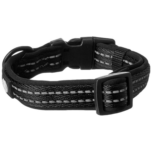 alcott Adventure Dog Collar with Reflective Stitching & Neoprene Padding, Small, Black