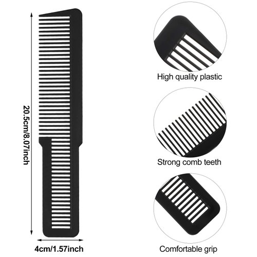 6 Pieces Professional Hair Cutting, Styling, and Clipper Combs for Barbers and Stylists (Black)