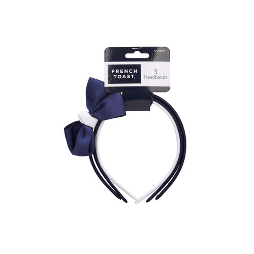 French Toast Girl's School Uniform Headbands and Bow Clips, 3-pack, Navy