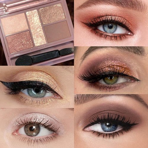 WanTuoluo 5 Colors Champagne Gold Shimmer Eyeshadow Palette for Eye Makeup,High Pigmented Metallic Eye Shadow Powder Palet de sombras de ojos