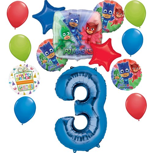 Anagram PJ Masks 3rd Birthday Party Supplies Gekko Owlette Catboy Balloon Bouquet Decorations
